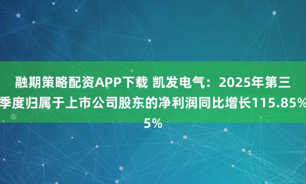 融期策略配资APP下载 凯发电气：2025年第三季度归属于上市公司股东的净利润同比增长115.85%